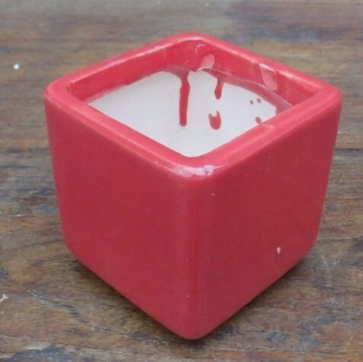 Vaso smaltato per cactus cm. 7x7x7 Rosso