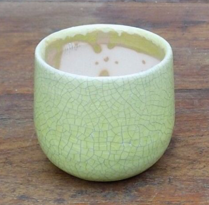Vaso smaltato per cactus cm. 8,5x7 H. Verde
