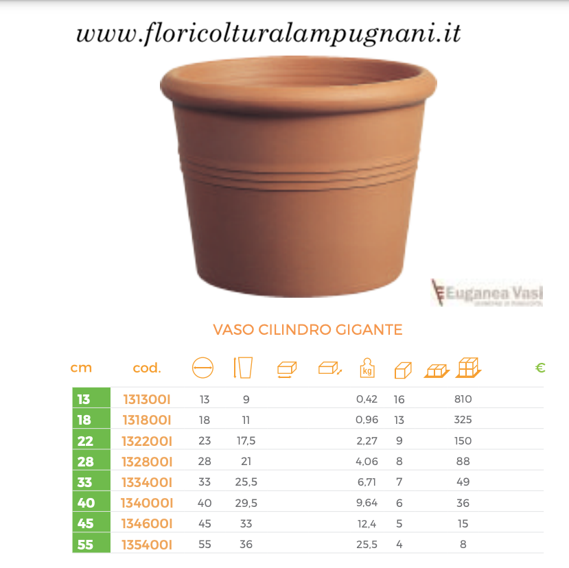 VASO CILINDRO GIGANTE CM.45 ritiro in vivaio